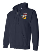 Poked the Wrong Goose Left Chest Zip Hoodie in Navy