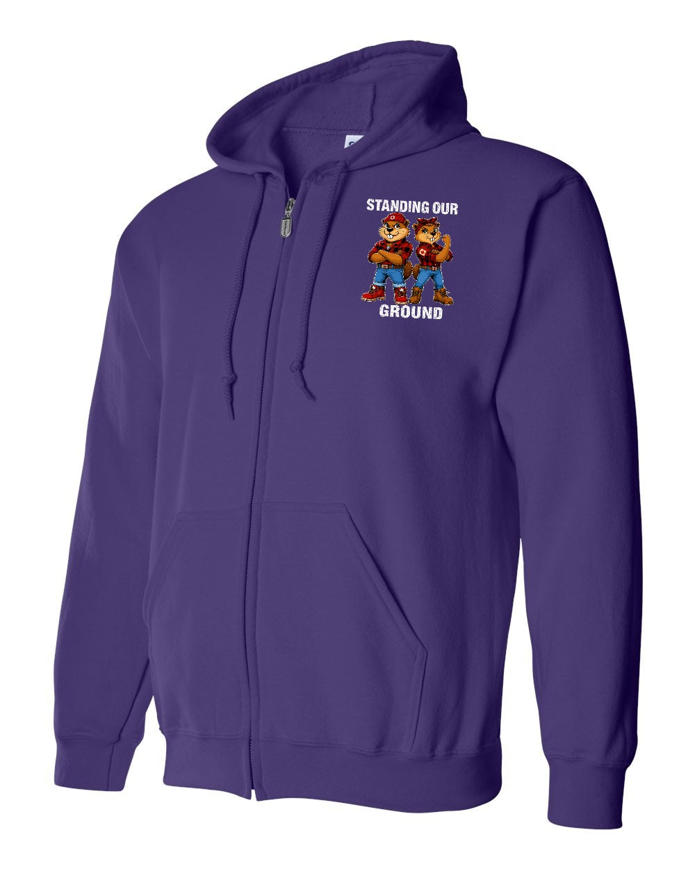 Standing Our Ground Left Chest Zip Hoodie in Purple