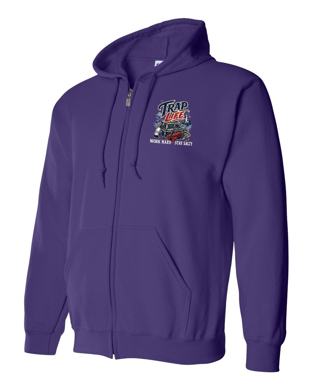 Trap Life Zip Hoodie in Purple