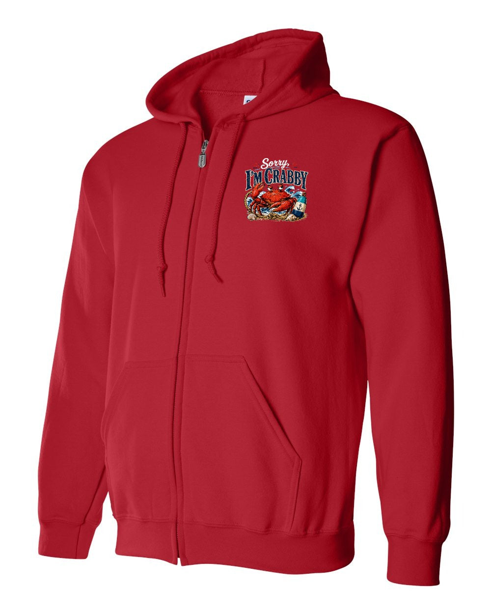 Sorry Im Crabby Zip Hoodie in Red