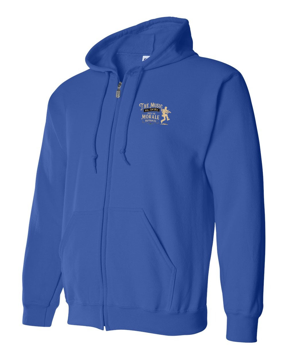 Muisic Will Continue Fiddle Zip Hoodie in Royal