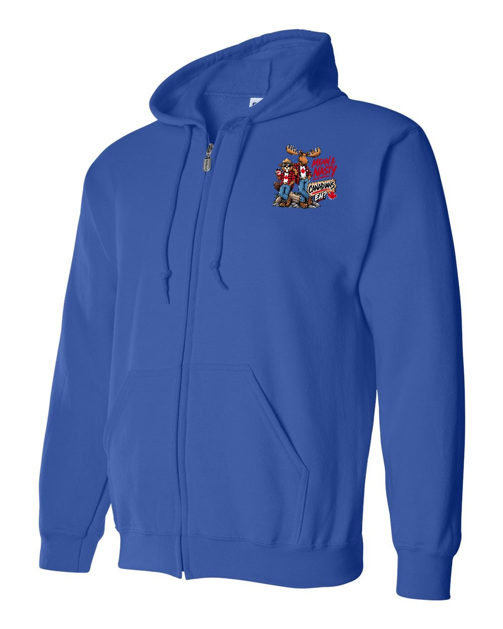 New Mean and Nasty Canadians Left Chest Zip Hoodie in Royal