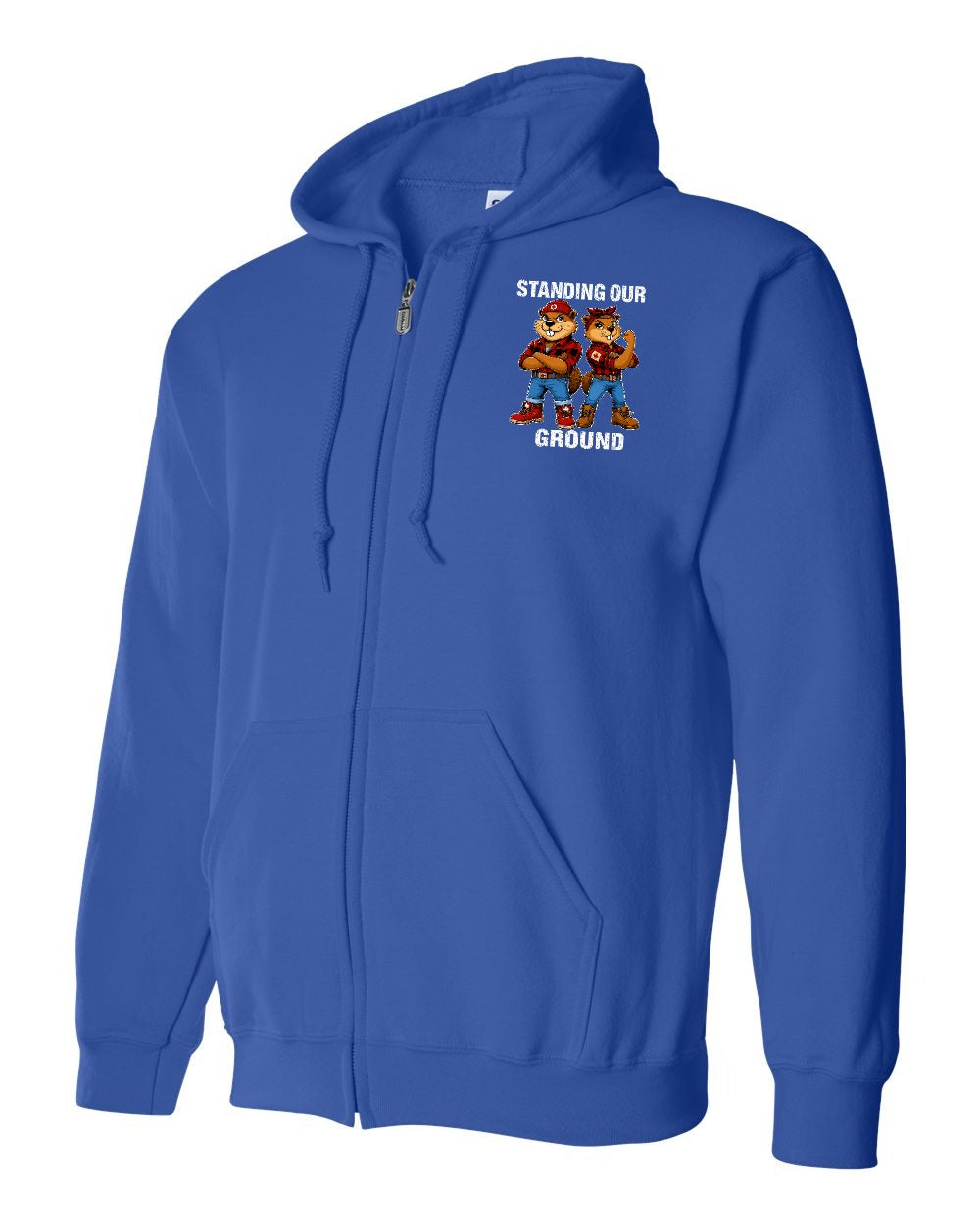 Standing Our Ground Left Chest Zip Hoodie in Royal