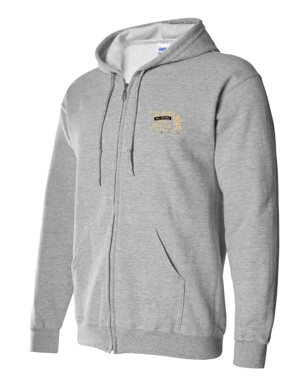 Muisic Will Continue Fiddle Zip Hoodie in Sport Grey