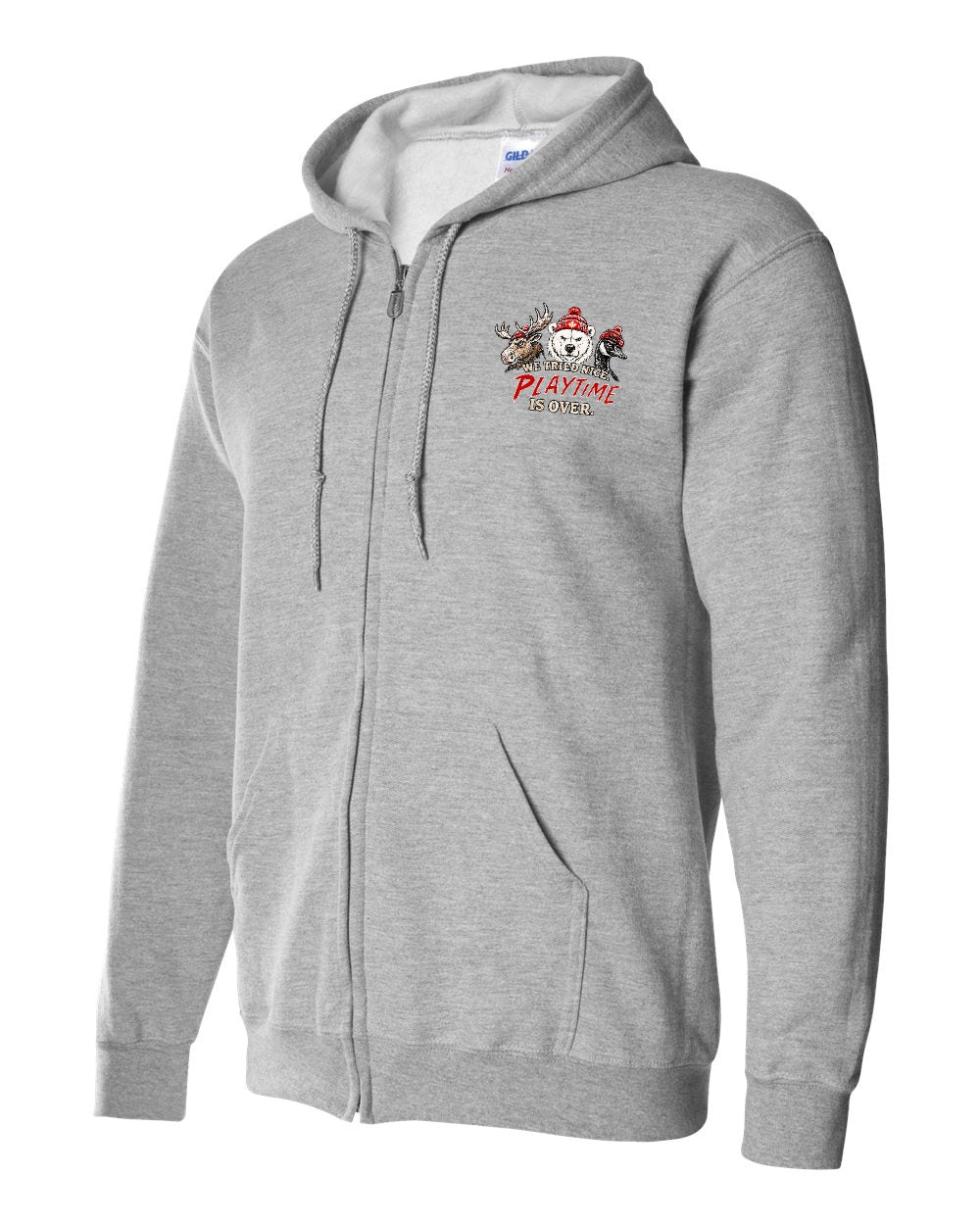 We Tried Nice New Left Chest Zip Hoodie in Sport Grey