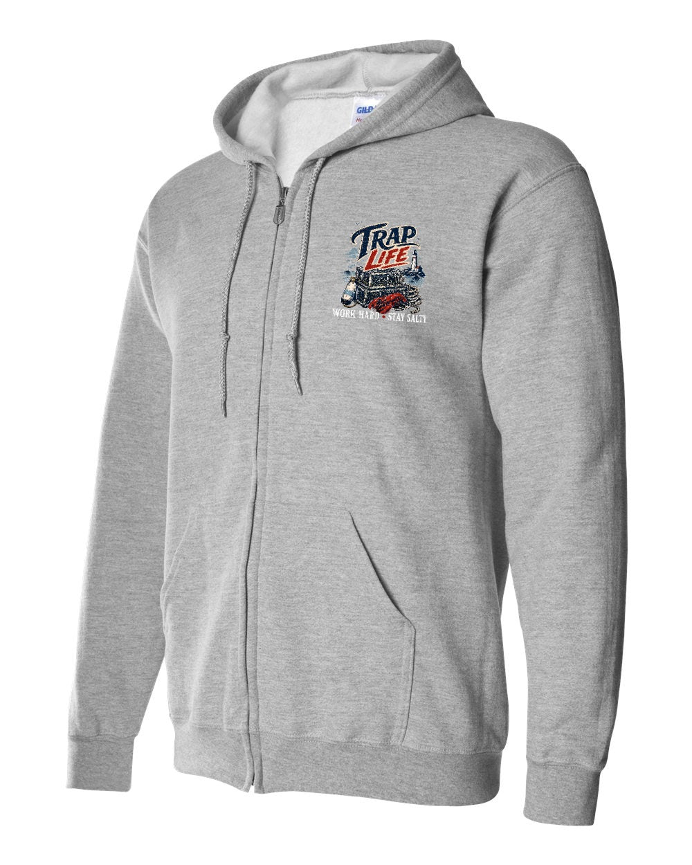 Trap Life Zip Hoodie in Sport Grey
