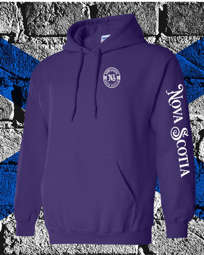 Born & Raised in Nova Scotia left chest and sleeve Hoodie