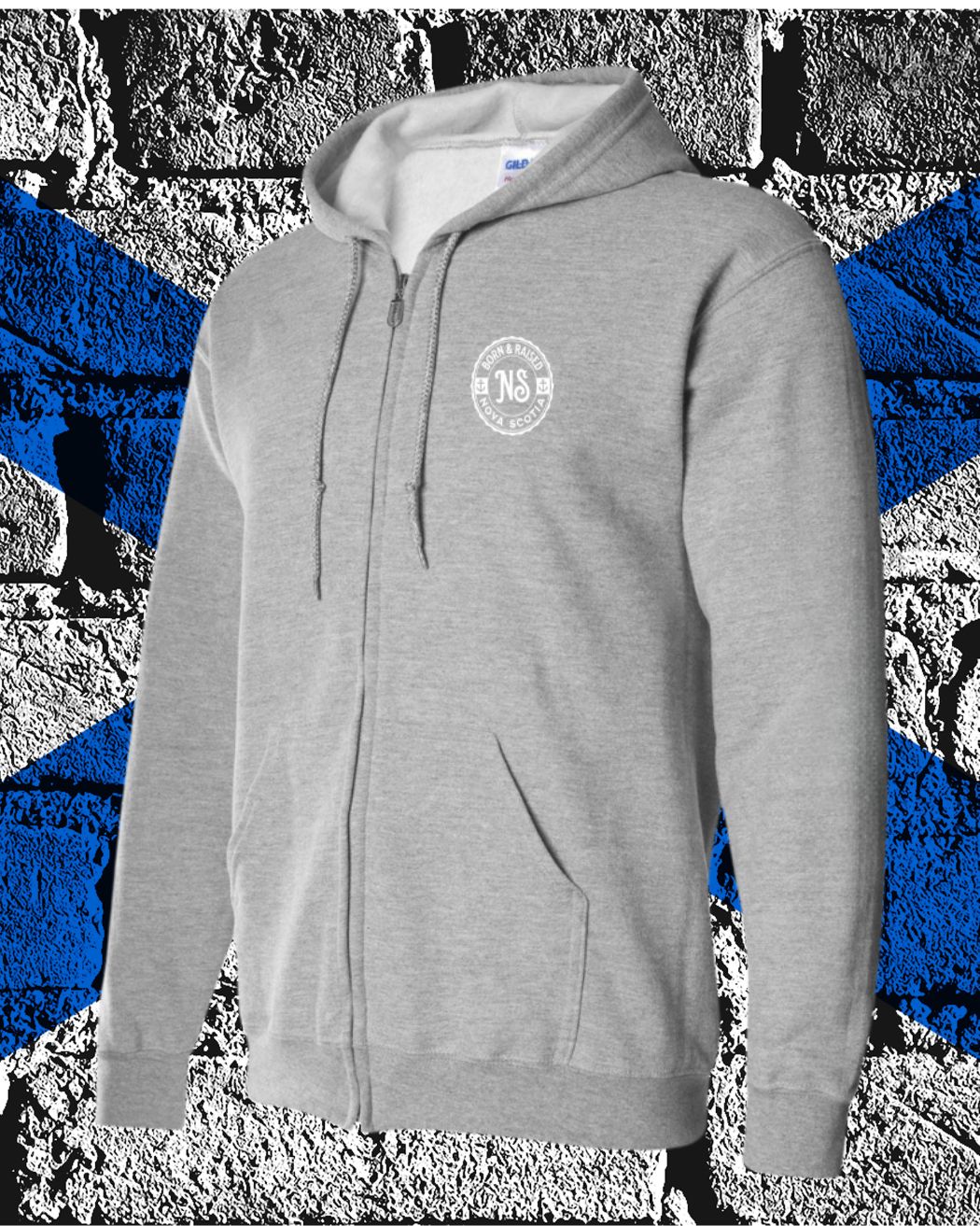 Born & Raised in Nova Scotia left chest ZIP Hoodie