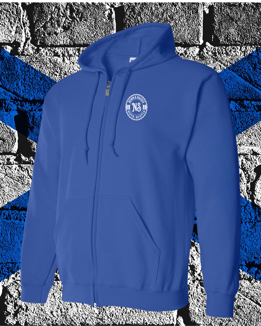 Born & Raised in Nova Scotia left chest ZIP Hoodie