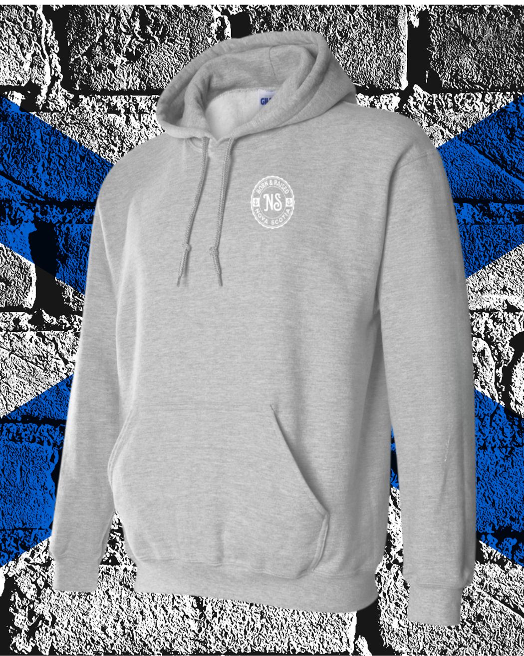 Born & Raised in Nova Scotia left chest Hoodie