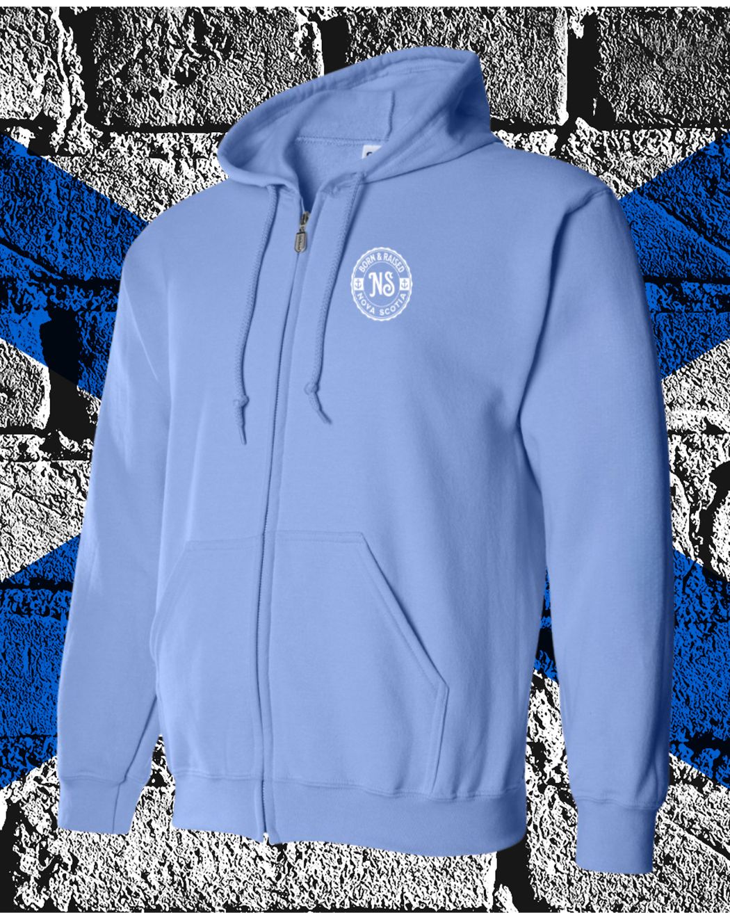 Born & Raised in Nova Scotia left chest ZIP Hoodie