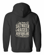 NFLD Saltwater Raised Folk Left Chest and Back Zip Hoodie - Unisex