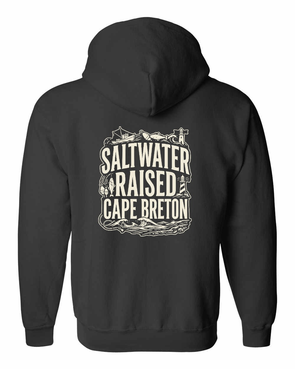 CB Saltwater Raised Folk Left Chest and Back Zip Hoodie - Unisex