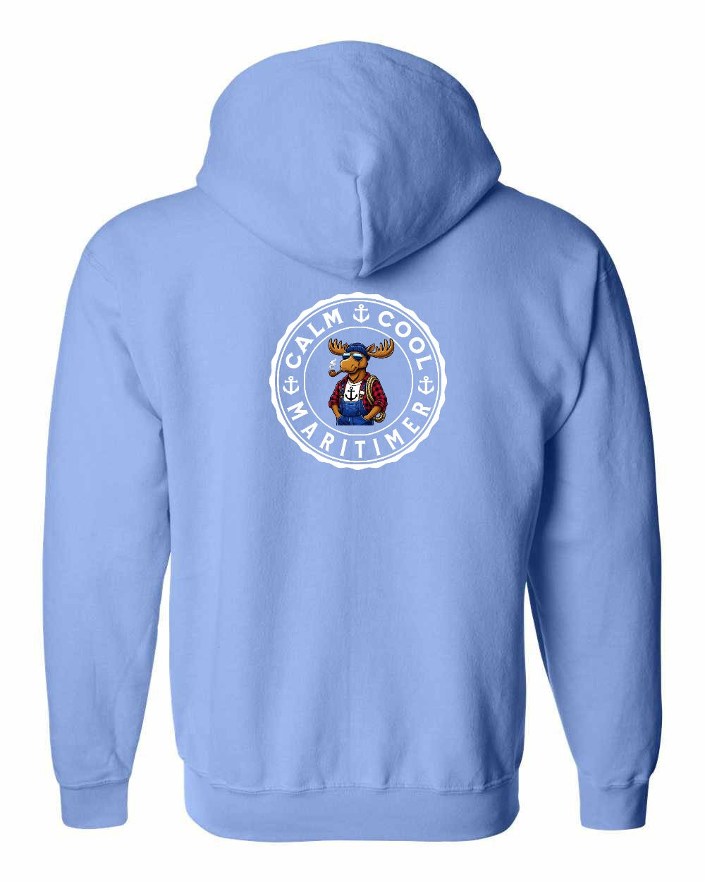Calm Cool Maritimer Moose Left Chest & Back Zip Hoodie - Unisex