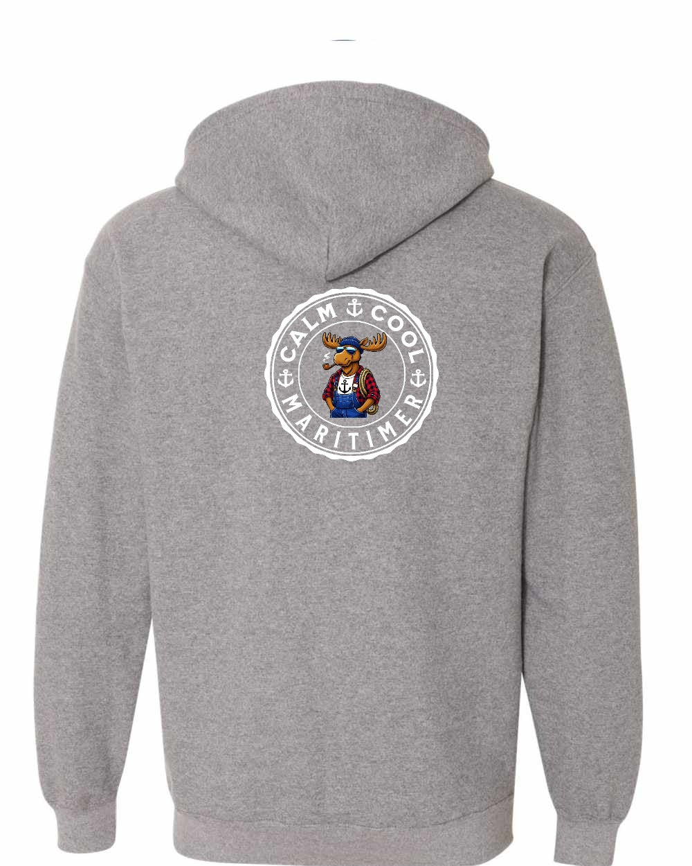 Calm Cool Maritimer Moose Left Chest & Back Zip Hoodie - Unisex