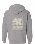 PEI Saltwater Raised Folk Left Chest and Back Zip Hoodie - Unisex