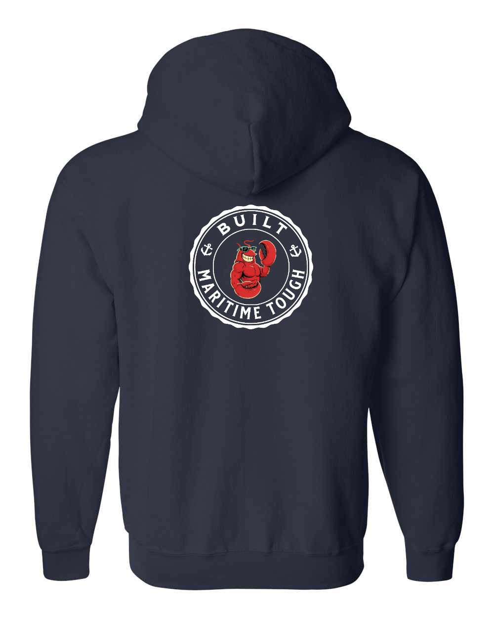 Built Maritime Tough Lobster Left Chest & Back Zip Hoodie - Unisex