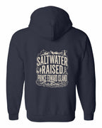 PEI Saltwater Raised Folk Left Chest and Back Zip Hoodie - Unisex