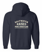 PEI Saltwater Raised Sign Left Chest and Back Zip Hoodie - Unisex