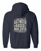 Saltwater Raised NS Folk Left Chest and Back Zip Hoodie - Unisex
