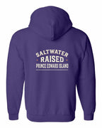PEI Saltwater Raised Sign Left Chest and Back Zip Hoodie - Unisex