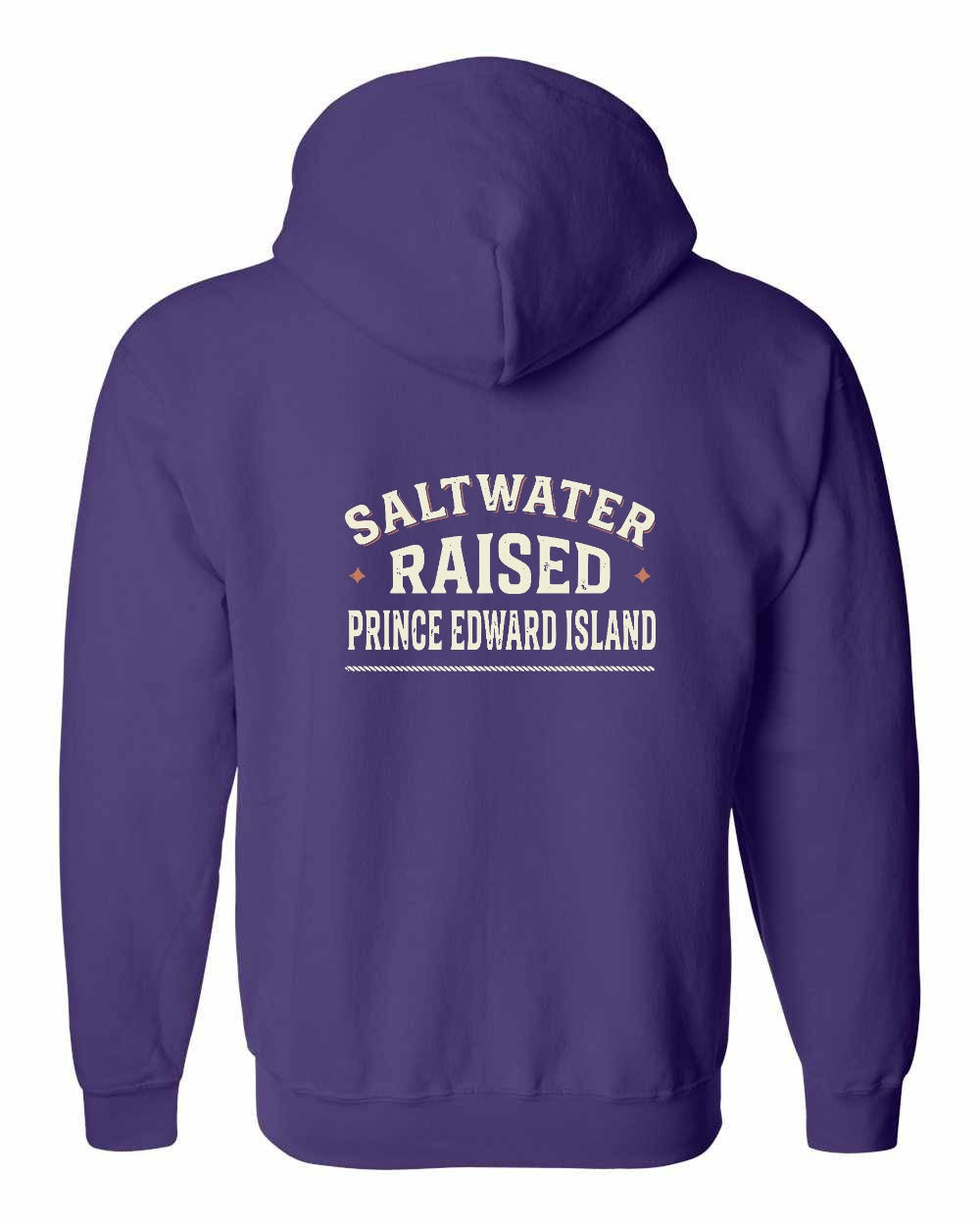 PEI Saltwater Raised Sign Left Chest and Back Zip Hoodie - Unisex
