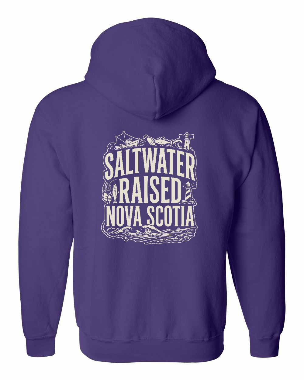 Saltwater Raised NS Folk Left Chest and Back Zip Hoodie - Unisex