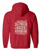 NFLD Saltwater Raised Folk Left Chest and Back Zip Hoodie - Unisex