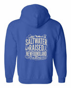 NFLD Saltwater Raised Folk Left Chest and Back Zip Hoodie - Unisex