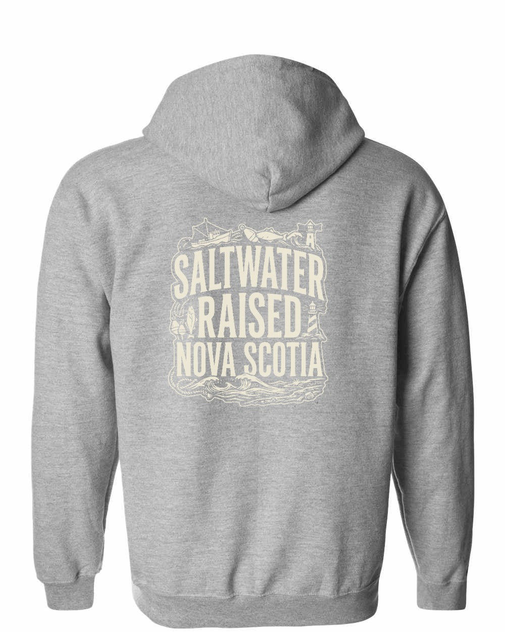 Saltwater Raised NS Folk Left Chest and Back Zip Hoodie - Unisex