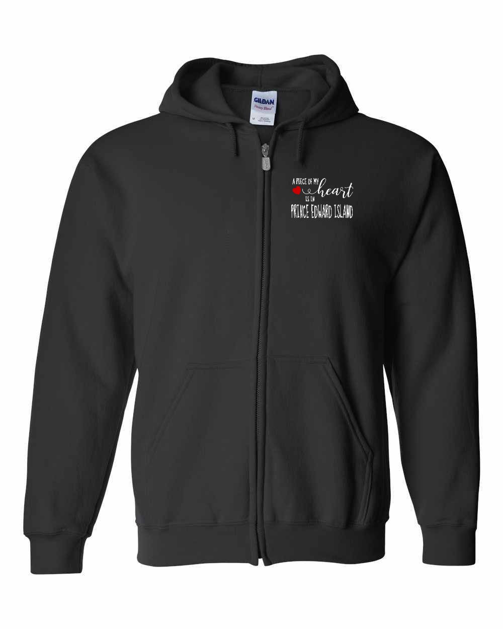 A piece of my heart PEI Red Heart Left Chest Zip Hoodie - Unisex