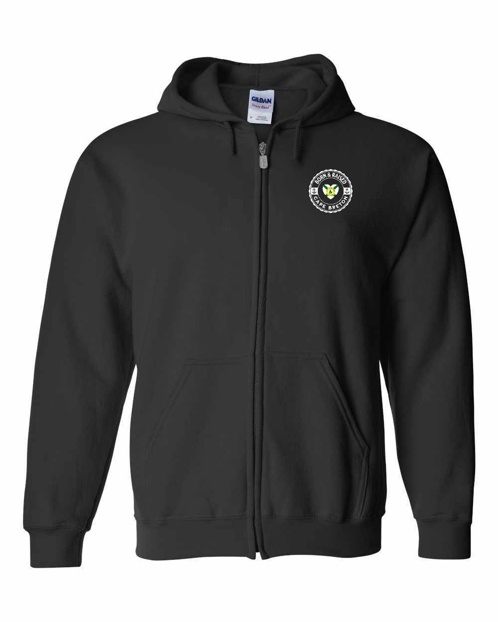 Born and Raised CB Heart Flag Left Chest Zip Hoodie - Unisex