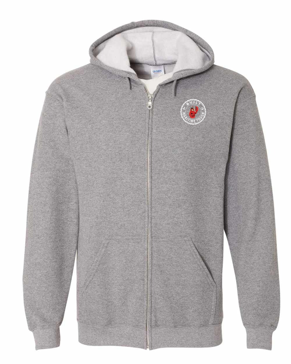 Built Maritime Tough Lobster Left Chest Zip Hoodie - Unisex