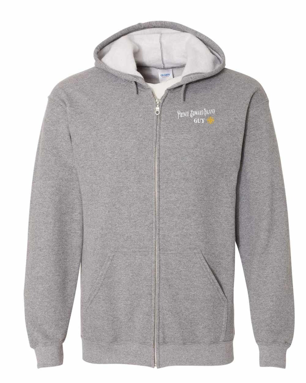 Just a PEI Guy Yellow Compass Left Chest Zip Hoodie - Unisex