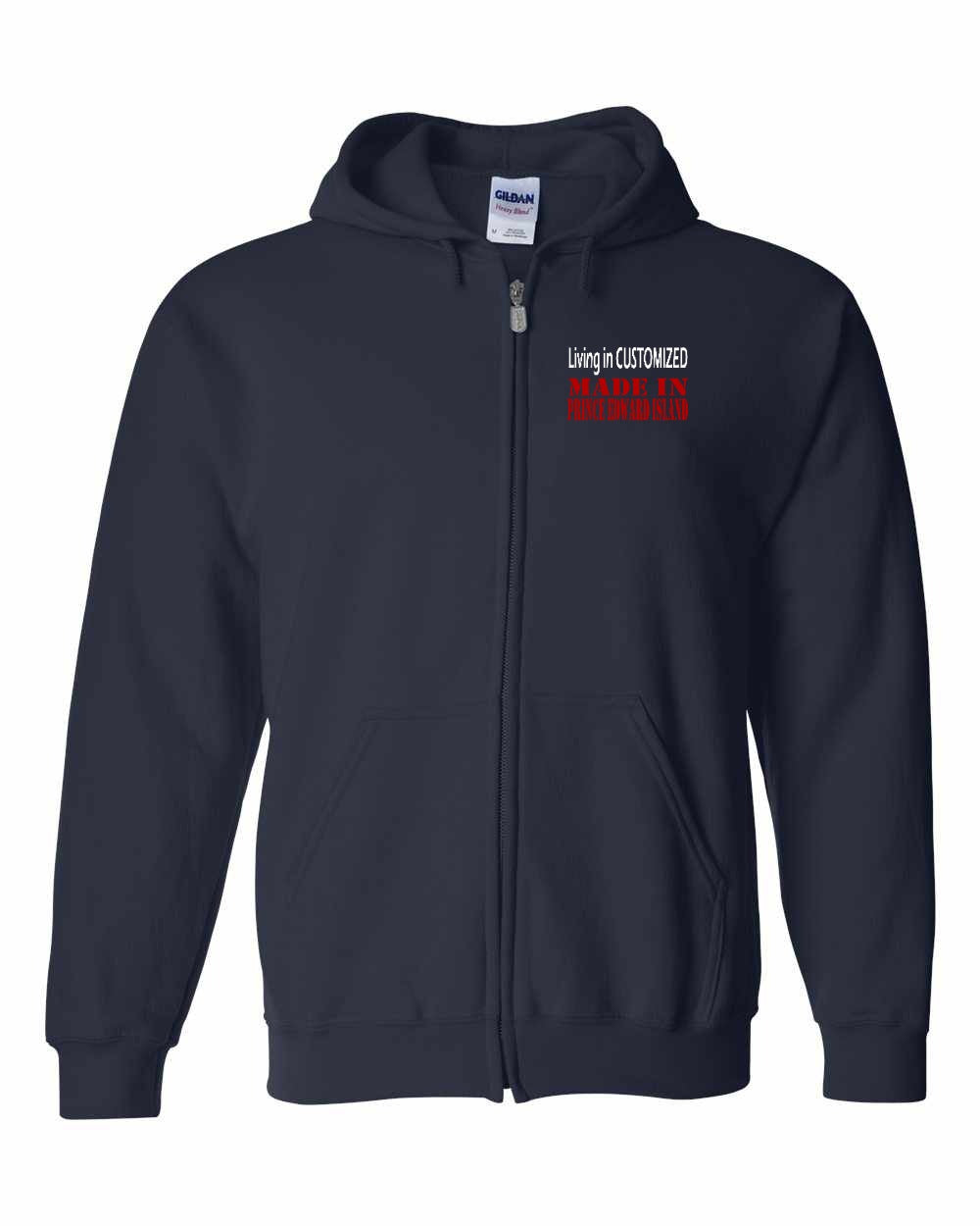 Living in Customized Made in PEI Left Chest Zip Hoodie - Unisex