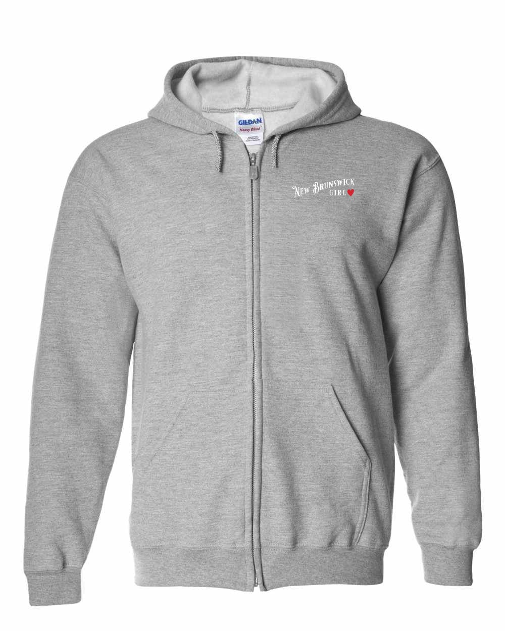 NB Girl Red Heart Left Chest Zip Hoodie - Unisex