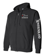 A piece of my Heart NFLD red heart Left Chest and Sleeve Zip Hoodie - Unisex
