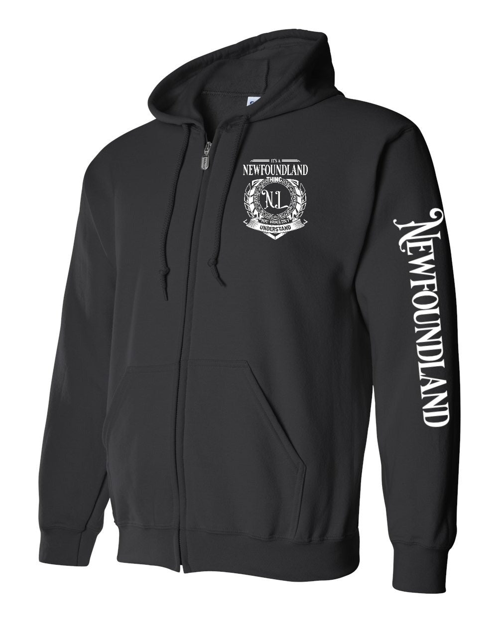 It's a NFLD thing Left Chest and Sleeve Zip Hoodie - Unisex