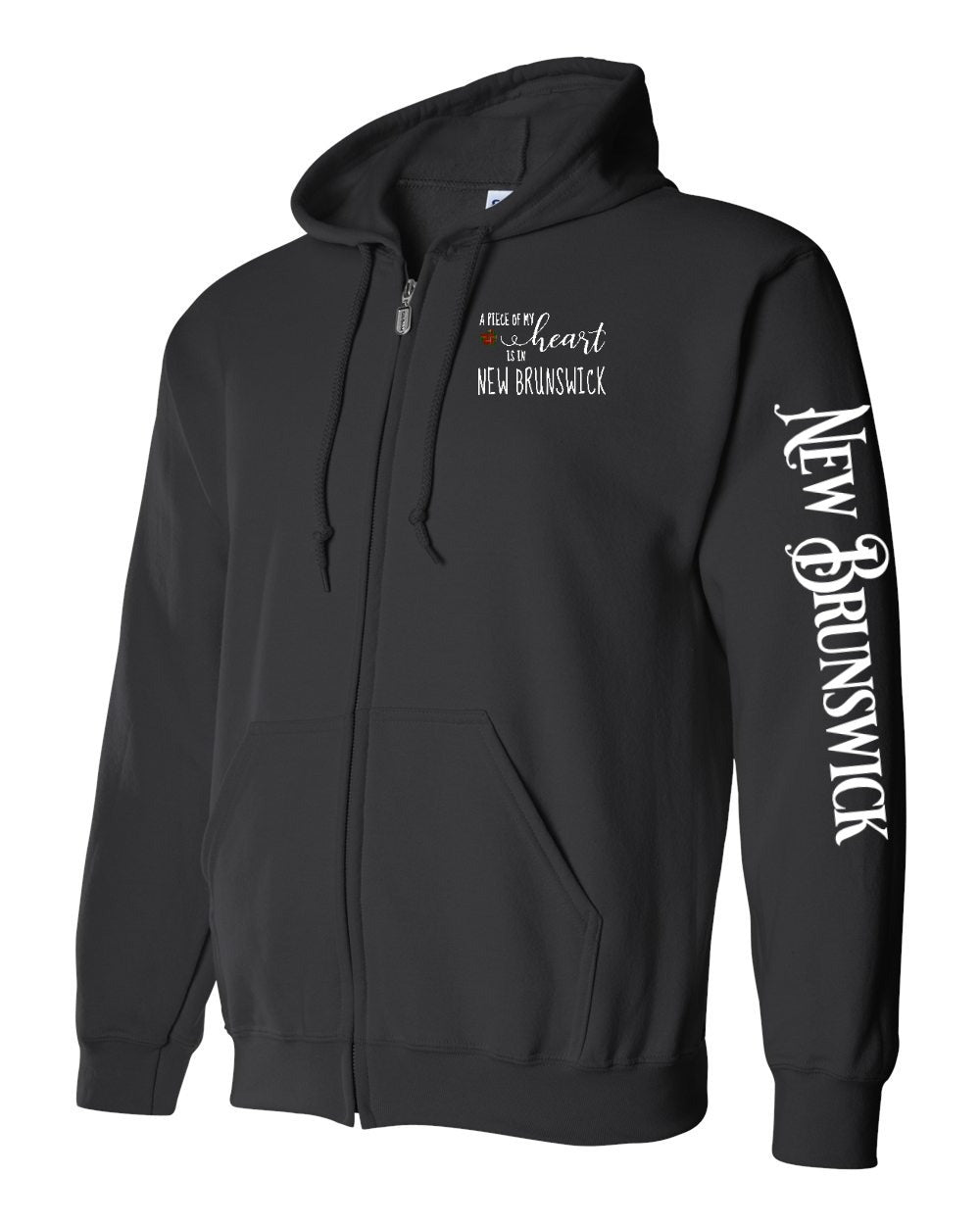 A piece of my Heart NB tartan heart Left Chest and Sleeve Zip Hoodie - Unisex