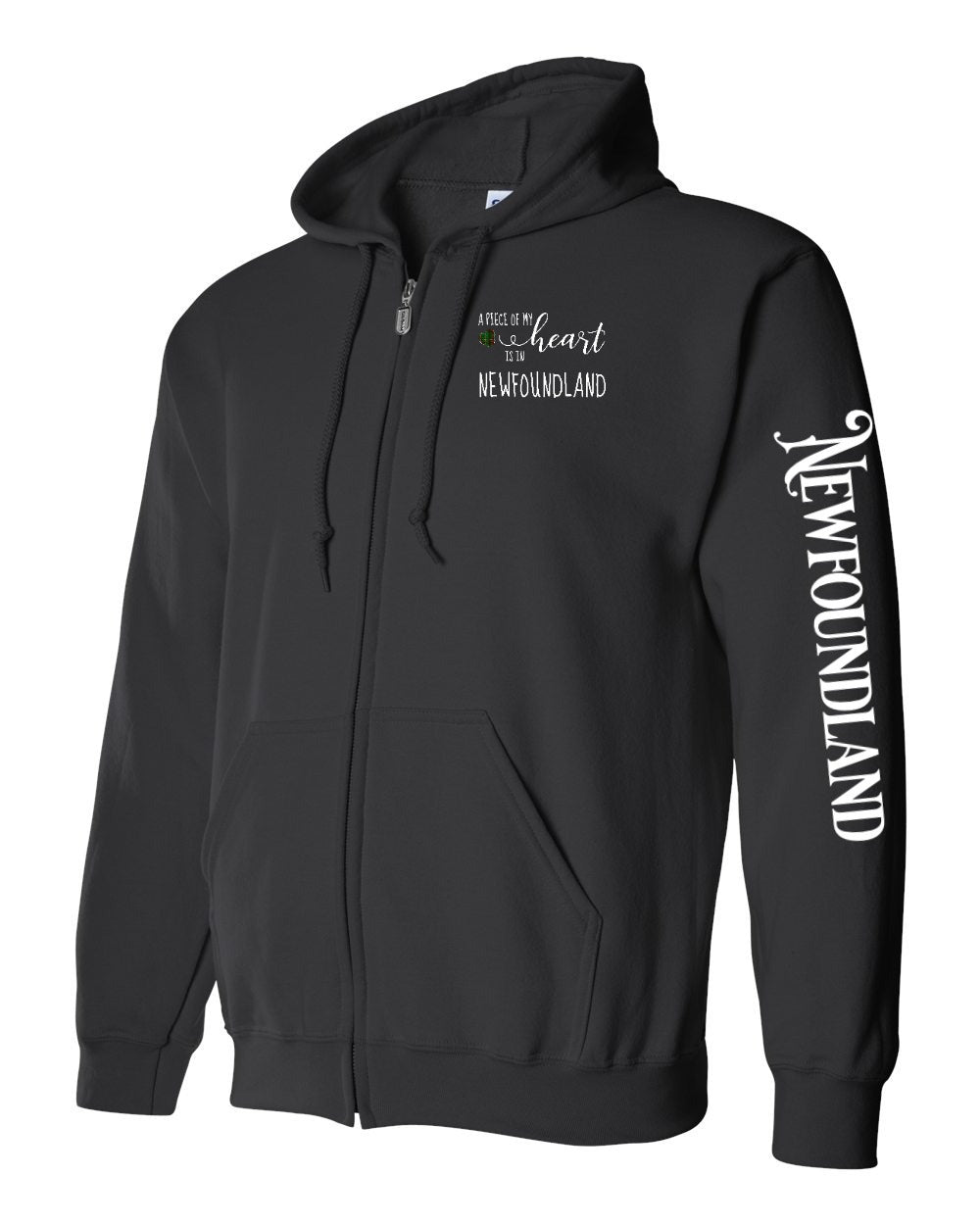 A piece of my Heart NFLD tartan heart Left Chest and Sleeve Zip Hoodie - Unisex