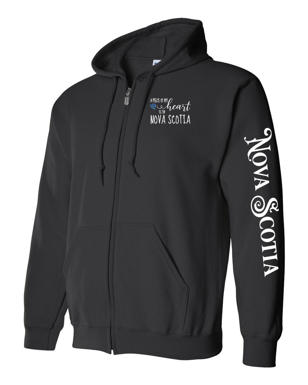 A piece of my Heart NS tartan heart Left Chest and Sleeve Zip Hoodie - Unisex