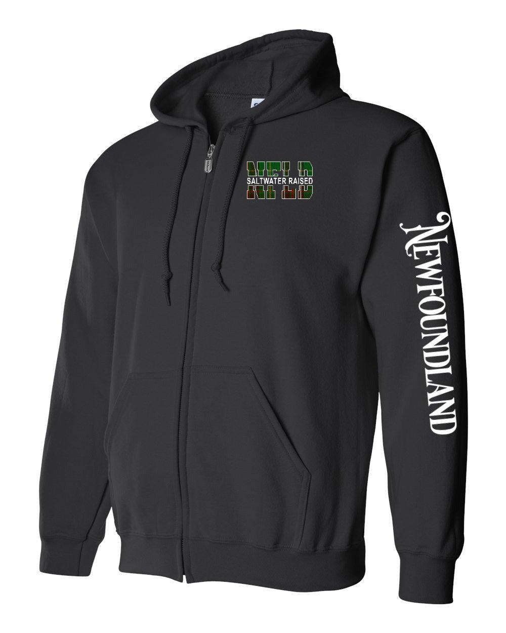 NFLD Saltwater Raised Left Chest and Sleeve Zip Hoodie - Unisex