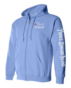 A piece of my Heart PEI red heart Left Chest and Sleeve Zip Hoodie - Unisex