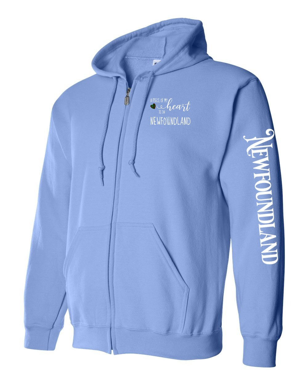 A piece of my Heart NFLD tartan heart Left Chest and Sleeve Zip Hoodie - Unisex