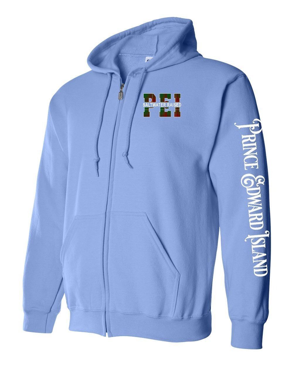 Saltwater Raised PEI Left Chest and Sleeve Zip Hoodie - Unisex