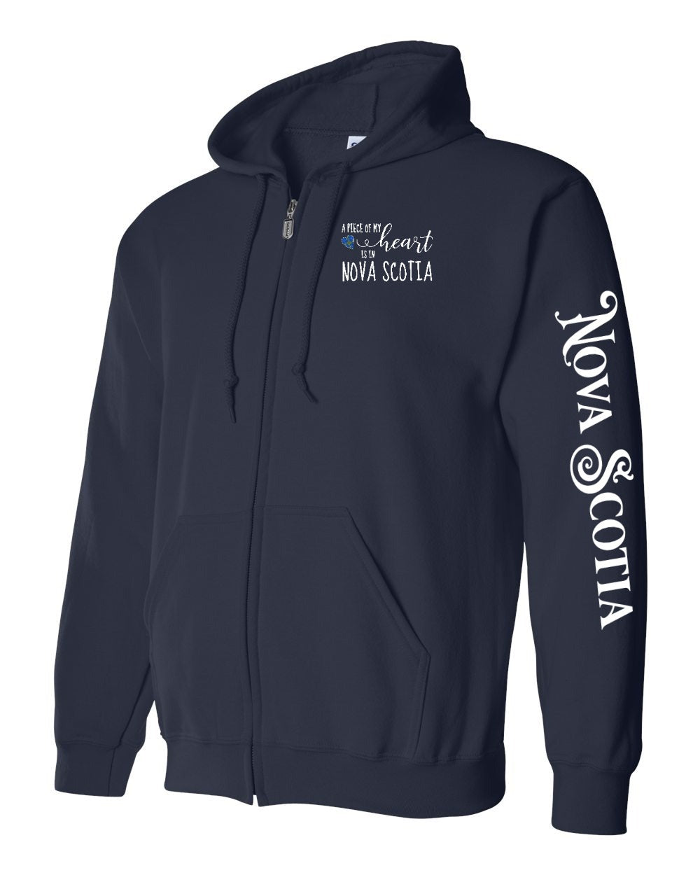 A piece of my Heart NS tartan heart Left Chest and Sleeve Zip Hoodie - Unisex