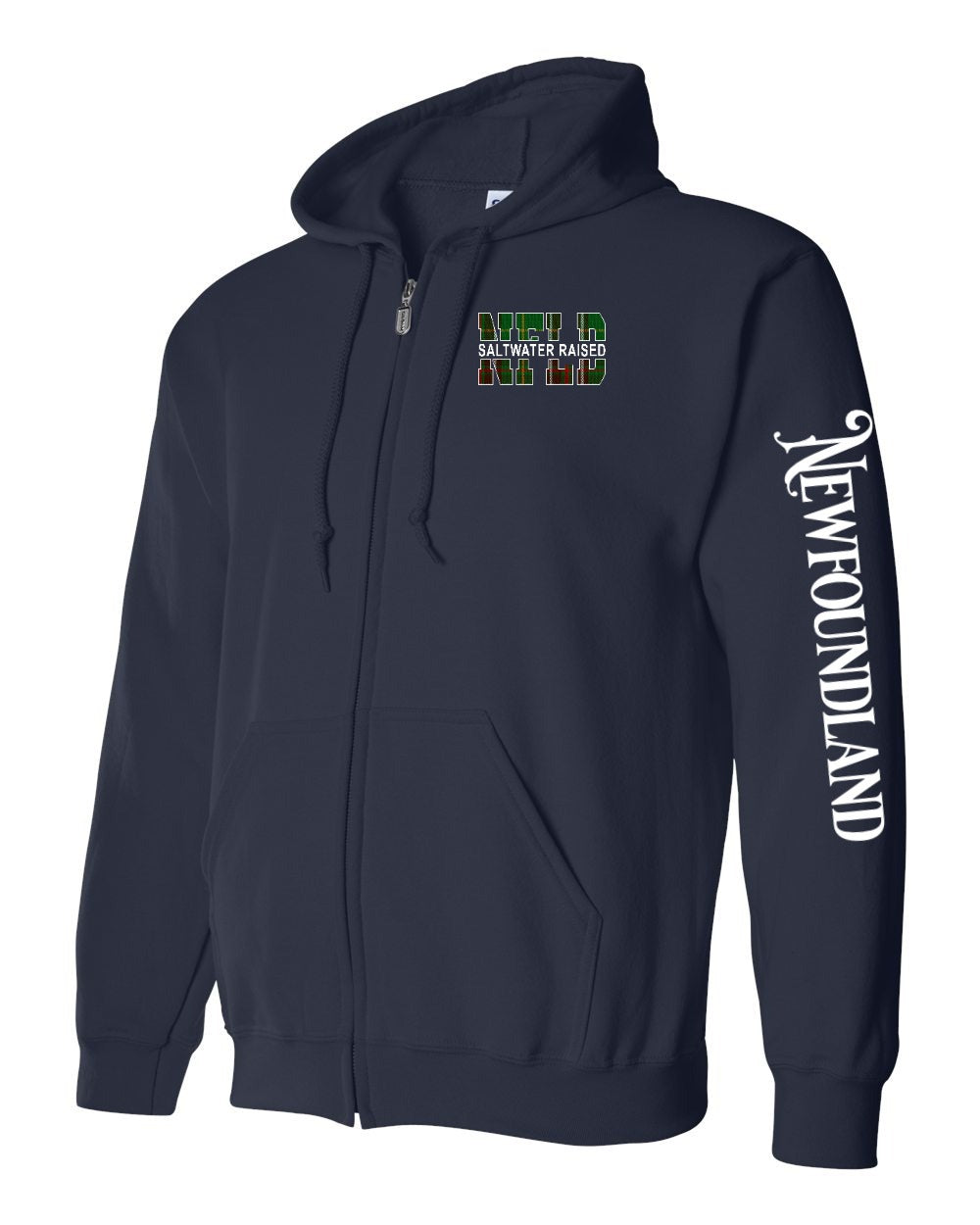 NFLD Saltwater Raised Left Chest and Sleeve Zip Hoodie - Unisex