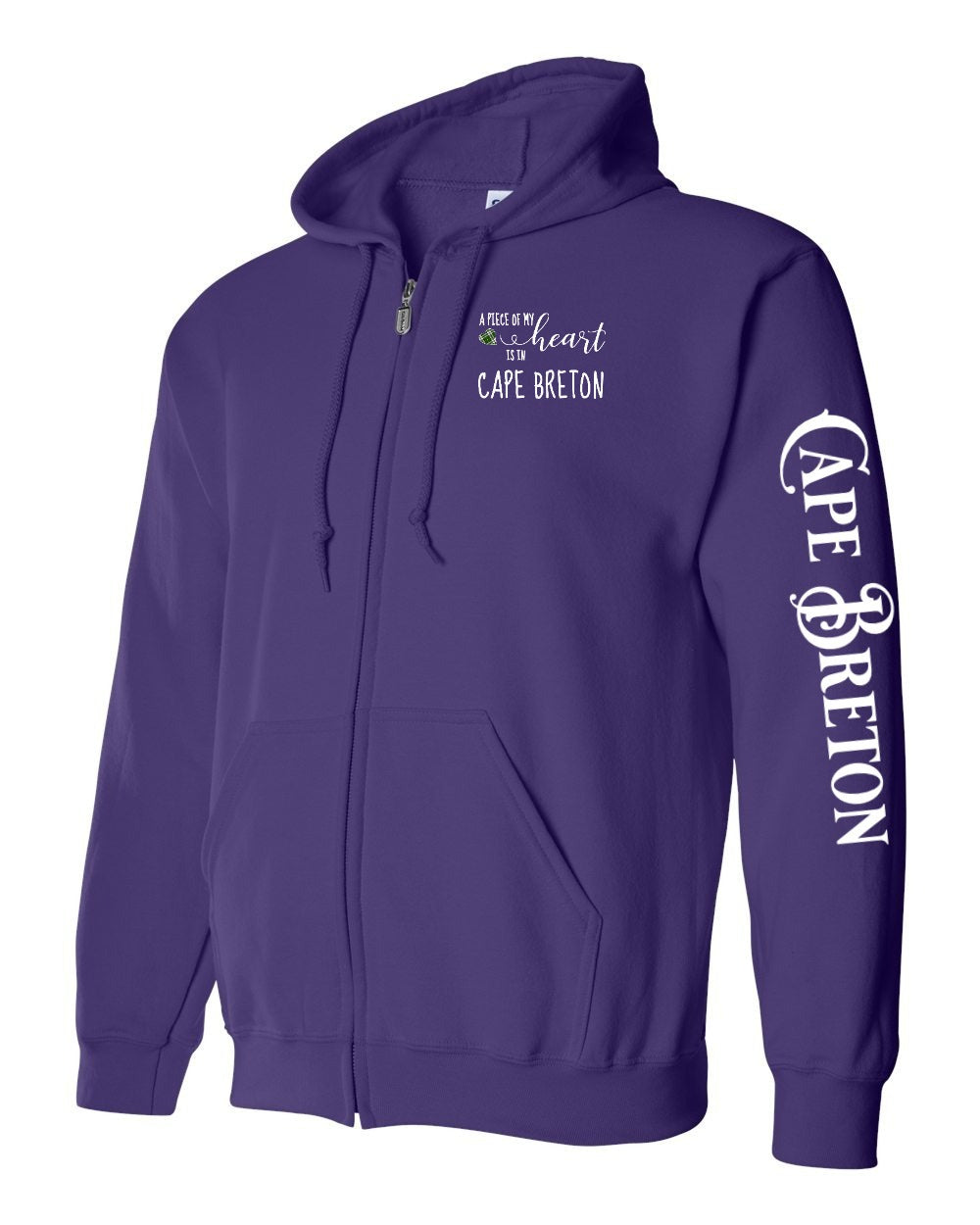 A piece of my Heart CB tartan heart Left Chest and Sleeve Zip Hoodie - Unisex