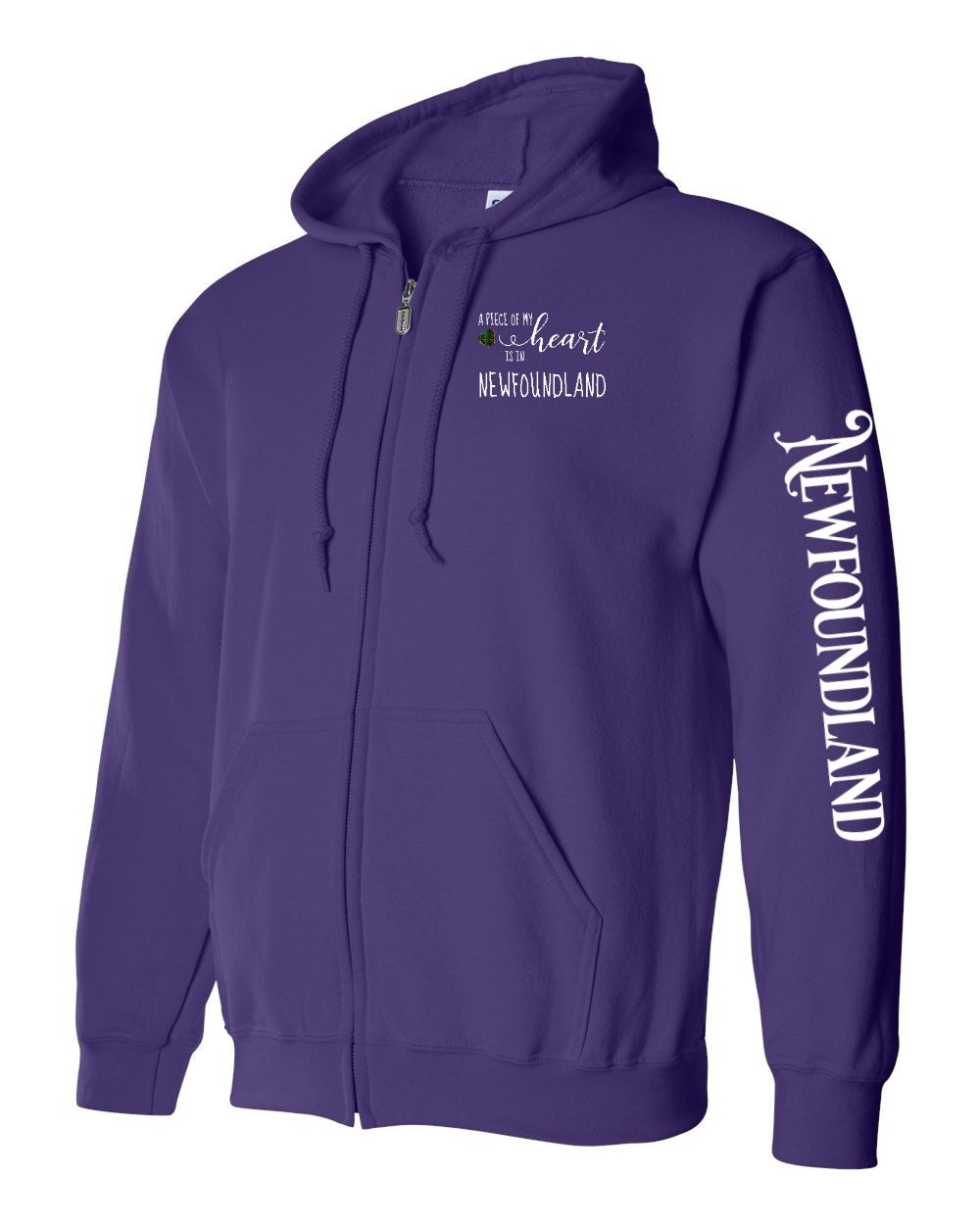 A piece of my Heart NFLD tartan heart Left Chest and Sleeve Zip Hoodie - Unisex