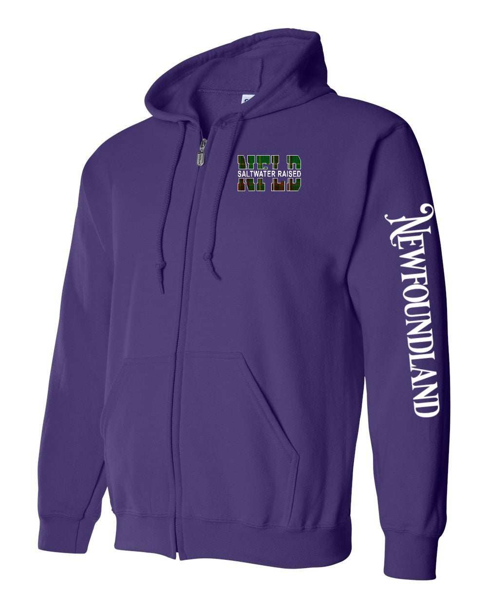 NFLD Saltwater Raised Left Chest and Sleeve Zip Hoodie - Unisex